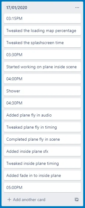 Day four Trello board